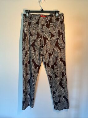 Krazy Larry Brown Leaf-Print Dress Pants SZ 6